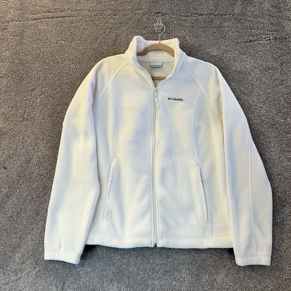 Columbia Benton Springs Fleece Jacket Womens Large Cream White Full Zip Sweater